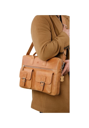 Mft Leather Hakiki Deri Laptop El Çantası Loreen 2230 Tiguan Camel