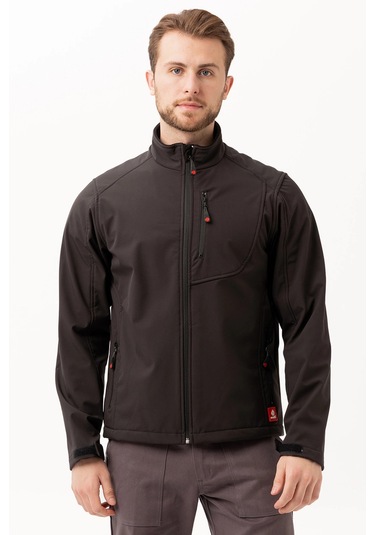 Salina Mont Erkek Su İtici Rüzgar Geçirmez Softshell Kışlık Outdoor Mont Siyah