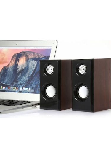 C-8003 Usb Ahşap Desen Pc Hoparlör Subwoofer Ses Sistemi