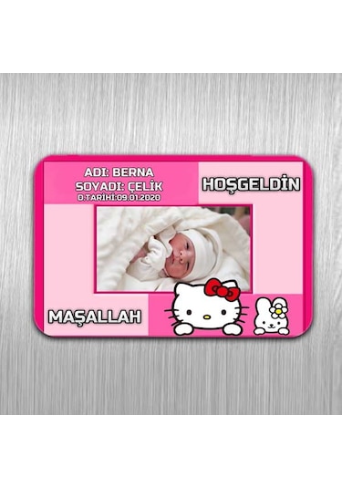 Isimli Fotoğraflı Ve Maşallah Yazılı Hoşgeldin Bebek Magneti 10 A
