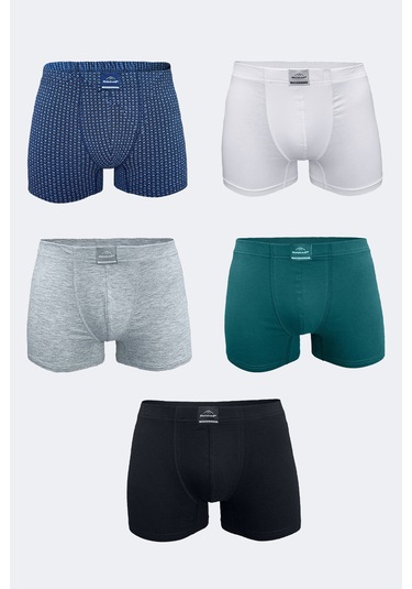 Malabadi Erkek Renkli 5 Li Pamuk Elastan Boxer 5m074 Antrasit - Beyaz - Gri - Yeşil - Siyah