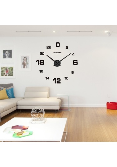 Akrilik Ve Eva Malzeme İle Modern Ev Dekorasyonu, Su Geçirmez Dıy Yansımalı Duvar Saati, Siyah Siyah Siyah