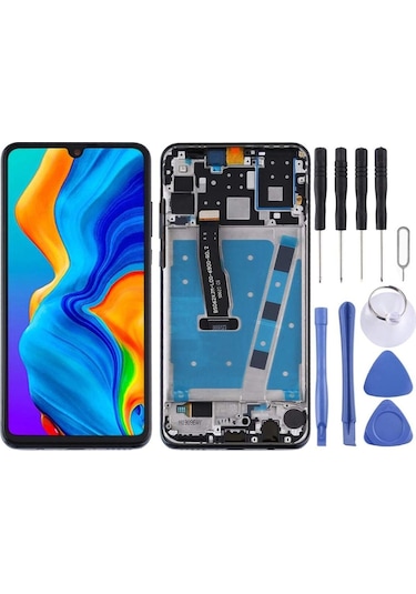 Huawei Uyumlu P30 Lite Lcd Ekran Dokunmatik Full Çıtalı Siyah