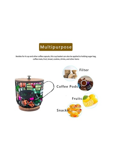 Kahve Arkadaşı Depolama Rafı Kupa Şeklinde Mutfak Depolama Sepeti, Size:gold No Words + Lid Diğer