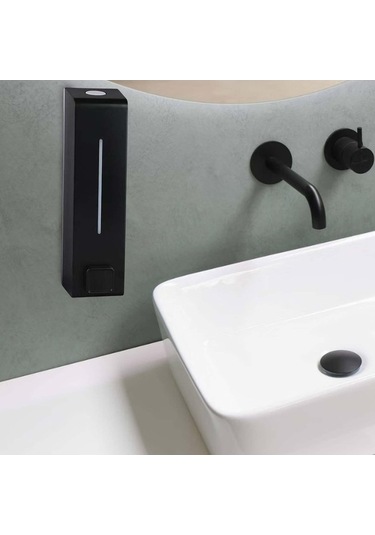 Didadodo Suntek 600ml Sabunluk Duvara Monte Banyo Duş Şampuanı Otel Siyahı Versiyon, Şık Ve Pratik 11.8x5cm Çift Kişilik