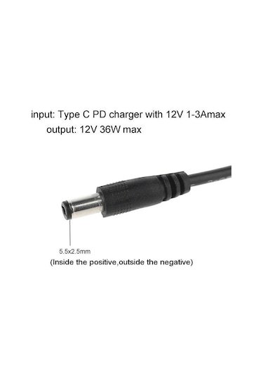 Type C To Dc 12v Pd 5.5 2.5mm Adaptör Çevirici Power Şarj Kablosu