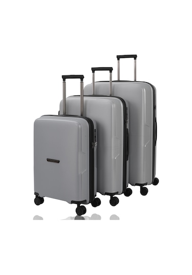 Baggaj V2408 Policarbon Valiz Siyah Set Grey