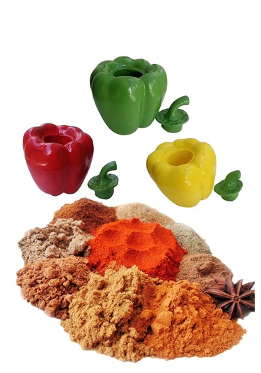 3 Adet Biber Şeklinde Baharatlık - Çay Portu - Biblo Çok Renkli