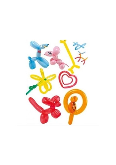 100 Adet Karışık Renk Sosis Balon + 1 Adet Sosis Balon Pompası