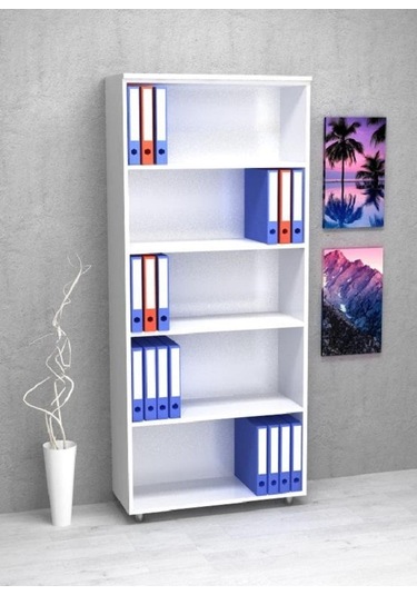 Kobiç Raflı Mdflam Dolap 80x35x185 Cm Beyaz Beyaz