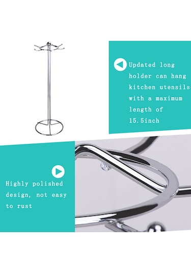 Wezone Paslanmaz Çelik Mutfak Organizatörü - 6 Kanca İle Kaçak, Kaşık, Paleta Tutucu - Alan Tasarruflu Ev Gereci Diğer