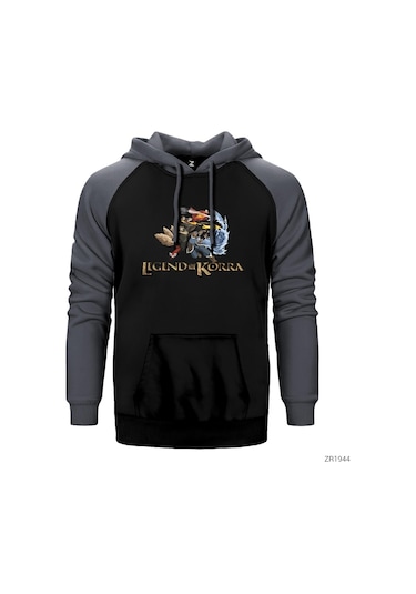 Avatar Legend Of Korra Gri Reglan Kol Kapşonlu Sweatshirt Gri