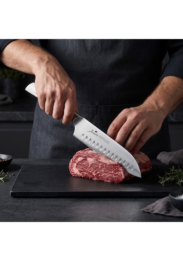 Jumbo Katana Standlı 6 Parça Beyaz Bıçak Seti Şeffaf