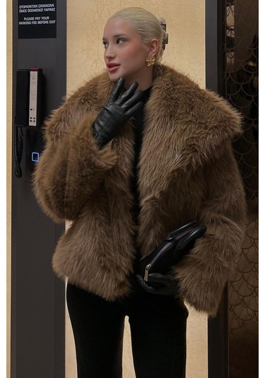 Madmext Kahverengi Yumuşak Dokulu Kadın Kürk Mont Mg2204 Kahverengi