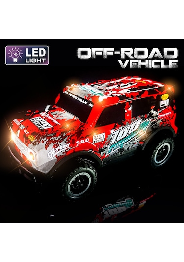 Full Fonksiyon Led Işıklı Gövde 1:24 Off Road Şarjlı Uzaktan Kumandalı Yarış Arabası - Kırmızı