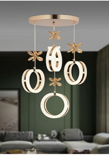 Aurea Model 4 Lü Gold 3 Renk Modu Ledli Kristal Taşlı Gold