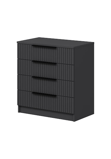 Kale Plus Şifonyer 4 Çekmece Antrasit Mebran Çizgili