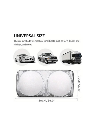 Elmpaly Gümüş Rüzgarlık Güneşlik Katlanır Otomobil Cam Koruyucu