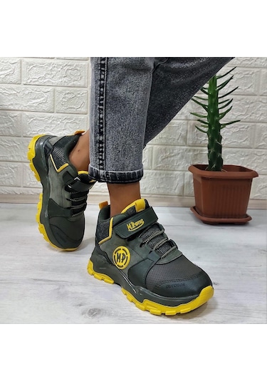 M.p One 3139 Haki - Sarı Fuspetli Cırtlı İçi Polar Erkek Çocuk Bot 001