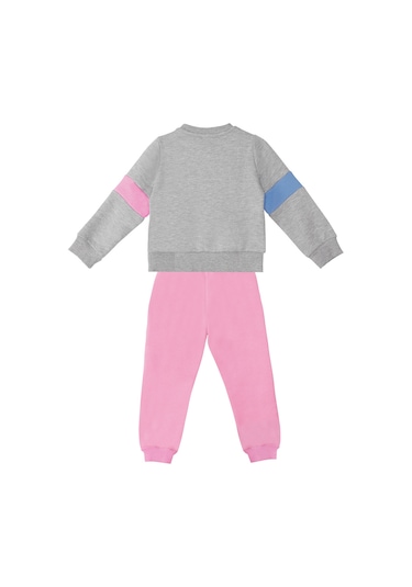 Denokids Rainbow Cat Kız Çocuk Alt-Üst Eşofman Takımı - Gri - Pembe