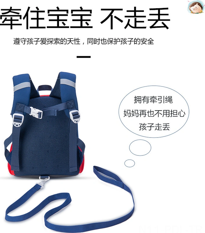 Padalink Küçük Çocuklar İçin Toksik Olmayan, Dayanıklı, Hafif Dinozor Desenli Okul Çantası - Mavi Büyük Boy 1-6 Yaş Çok Renkli