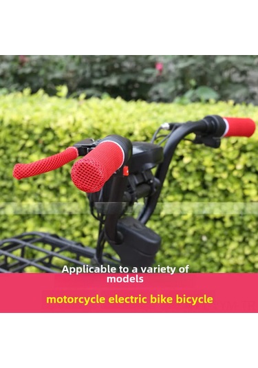 Geeksen Yazlık Buz İpi Motosiklet Eldiveni - Elektrikli Bisiklet, Tricycle Tutamak Kılıfı - Ter Emici, Havalandırıcı - Evrensel Uyum Kırmızı, 2 Tutamak + 2 Fren Kılıfı