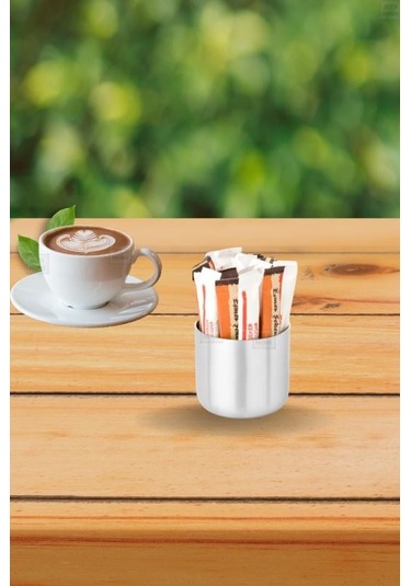 6 Lı Set Şeker Kabı Paslanmaz Stick Şekerlik Çelik İnox 7 Cm Metalik Gri