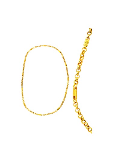 Bilezikci 22 Ayar Halkalı Altın Zincir Kolye 50 Cm. Sarı Altın