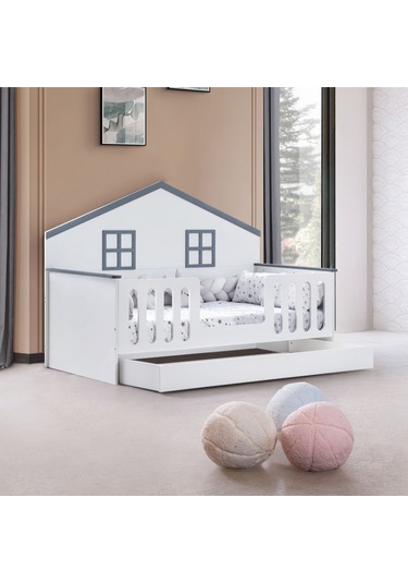 Bello Çocuk Odası Takımı, Bello Yavrulu Karyola, Fethiye 3 Kapaklı Dolap, Şifonyer - Gri Renkli Bello Çocuk Odası Takımı, Bello Yavrulu Karyola, Fethiye 3 Kapaklı Dolap, Şifonyer - Gri Renkli