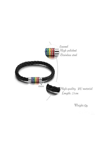 Padalink Lgbt Onur Deri Bilezik, Renkli Gökkuşağı Desenli, Dayanıklı Örgü, Magnetik Bakır Kapan, Sevgi Söyleyişi Hediyesi Bronz