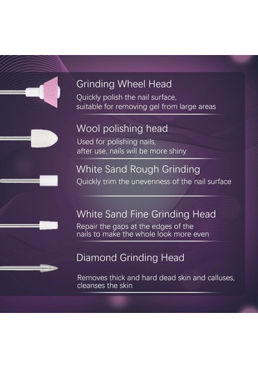 Lulaa Taşınabilir Tırnak Törpüsü Bakımı Elektrikli Tırnak Matkap 5 Ek Matkap Pink-1