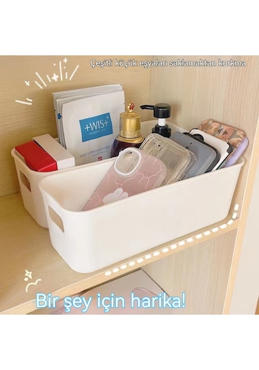 Çeşitli Saklama Kutusu Büyük Çekmece Bölme Masaüstü Aperatifler Telefon Kılıfı Bitirme Sepet Mutfak Saklama Kutusu 10 Paket Bej