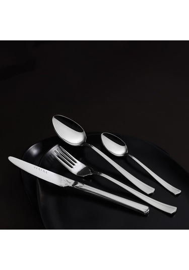 Serenk Paris Çelik Çatal Kaşık Bıçak Takımı 24 Parça Gümüş