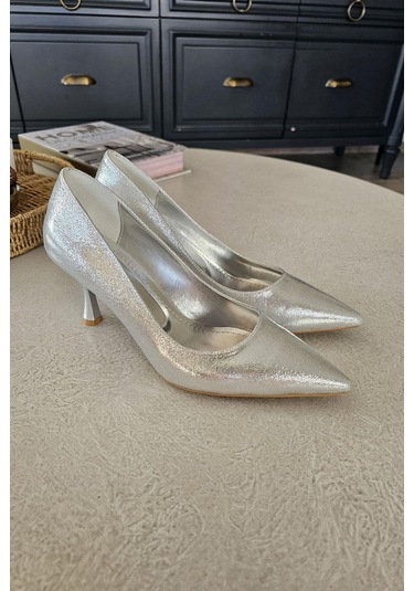 10 1109 Topukla Kadın Kadeh Topuklu 8 Cm Topuklu Stiletto Ayakkabı Lame
