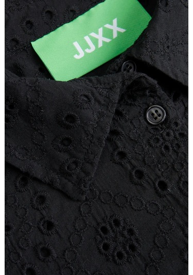 Jjxx Kadın Jxmıllıe Rahat Kesim Dantel Detaylı Kısa Kollu %100 Pamuk Gömlek 12270924 Siyah Siyah