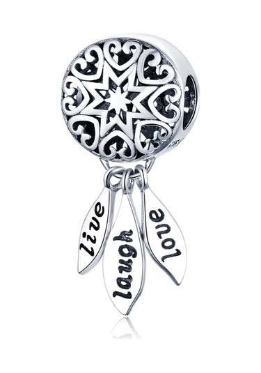 S925 Ayar Gümüş İçi Boş Kalp Şeklinde Desen Gevşek Boncuk Dıy Bilezik Mektup Boncuk Çok Renkli