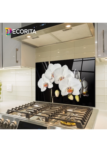Decorita Orkideli Mutfak | Ocak Arkası Koruyucu | 49.5cm x 76cm