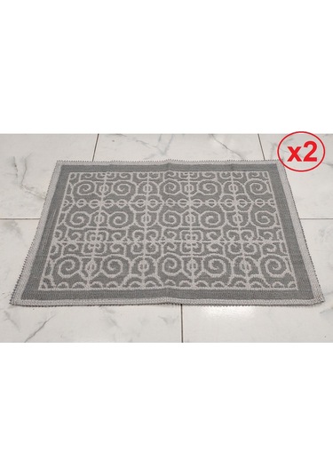 2 Adet Pamuklu Bukle Lüks Kilim 80x125 -spiral Gri Gri