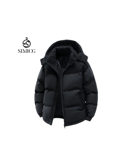 Erkekler İçin Kışlık Sıcak Pamuklu Dolgulu Ceket Siyah