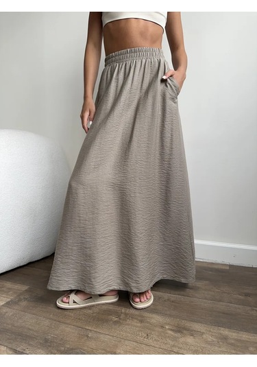 Shatılova M.v. Lastikli Uzun Yazlık Etek 404420548 Bej