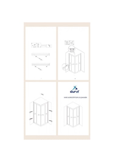 Durul Duşakabin Kare Beyaz Çizgi Ortası Buzlu 5mm H:190 Beyaz