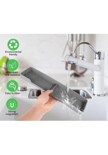 Ulzyvf Mıknatıslı Silikon Ocak Üstü Rafı - Baharat Ve Sos Şişeleri İçin Pratik Saklama Çözümü Koyu Gri/siyah Siyah