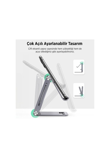 Juo Alüminyum Katlanabilir Metal Masaüstü Telefon Tutucu Standı Gümüş Gümüş