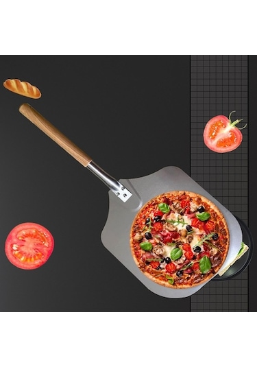 Pazly Alüminyum Meşe Pizza Kek Transferi, Kürek Seti, Mutfak Aleti, Kullanışlı, Dayanıklı, Paslanmaz Gri