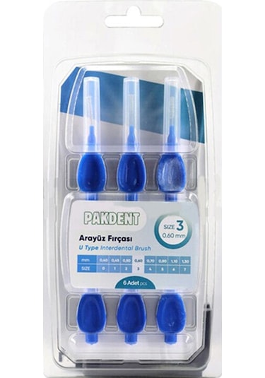 Pakdent Arayüz Fırçası Mavi 0,60mm 6 Adet