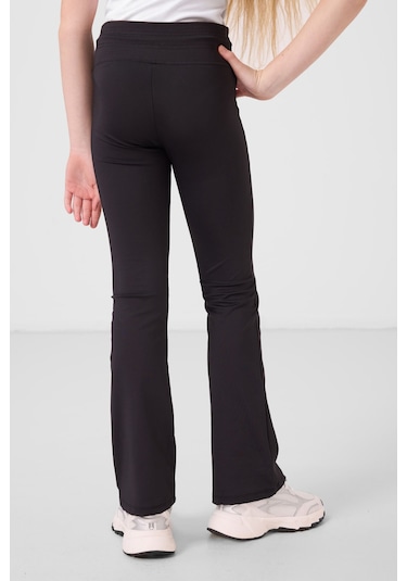 Tommylife Siyah Esnek Standart Fit Basic Performans İspanyol Paça Kız Çocuk Tayt - 75193 Siyah