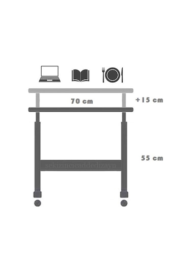 Sekizincicaddedizayn Yükseklik Ayarlı Çalışma / Laptop Sehpası - Çam 70x40