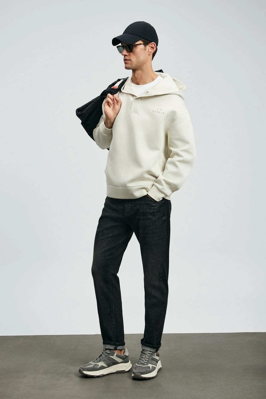 Lufian Erkek Quel Spor Slim Fit Jean Pantolon 112200263 Koyu Gri Koyu Gri