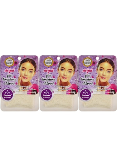 Derma Naturel Bambu Yüz Temizleme Eldiveni Ms-32 3 Lü Set