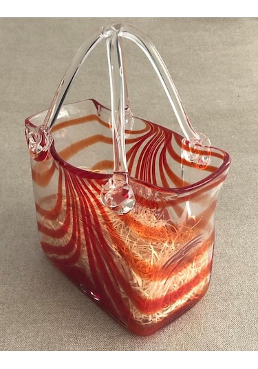 Fifth Avenue Crystal Vintage El Boyama Kırmızı Cam Vazo Çanta